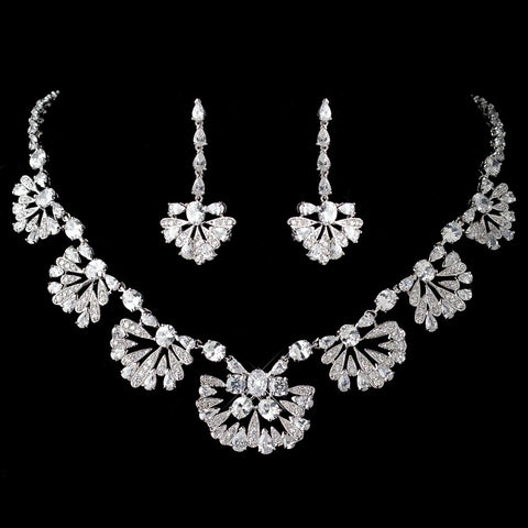 Antique Rhodium Great Gatsby Style Bridal Wedding Jewelry Set 1588