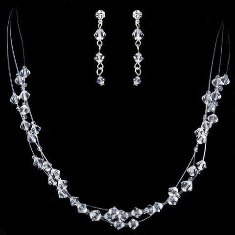 Crystal Accenting Bridal Wedding Necklace & Earring Bridal Wedding Jewelry Set NE 1978