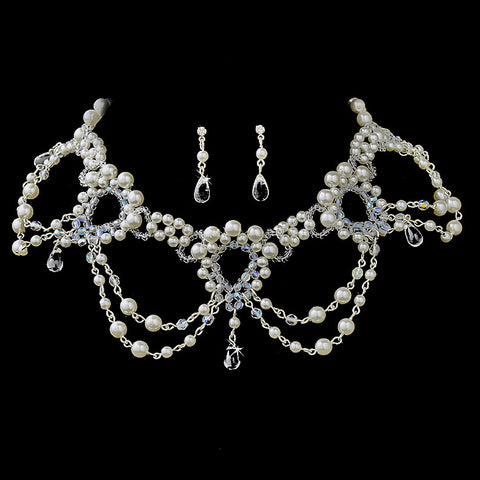 Pearl & Swarovski Crystal Bead Bridal Wedding Jewelry Set 203