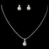 Simple Pearl Drop Bridal Wedding Necklace Earring Set NE 2045