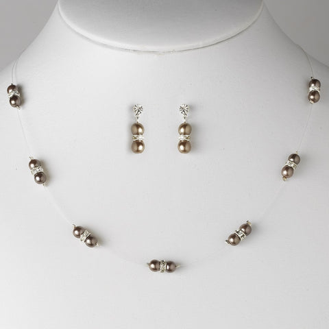 Bridal Wedding Necklace Earring Set NE 206 Caramel