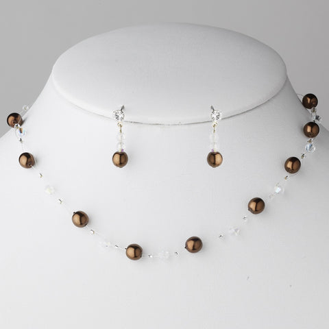 * Bridal Wedding Necklace Earring Set 207 Caramel