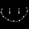 Ivory Pearl Illusion Bridal Wedding Necklace Earring Set 207 Silver