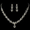 * Silver & White Pearl Bridal Wedding Necklace and Earring Set NE 229
