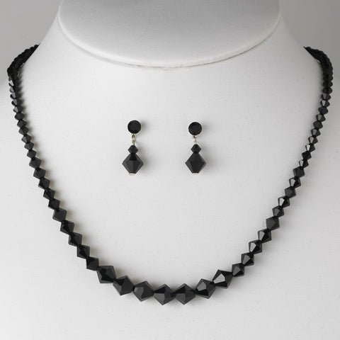 * Bridal Wedding Necklace Earring Set NE 231 Black