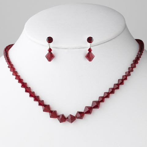 * Bridal Wedding Necklace Earring Set NE 231 Red