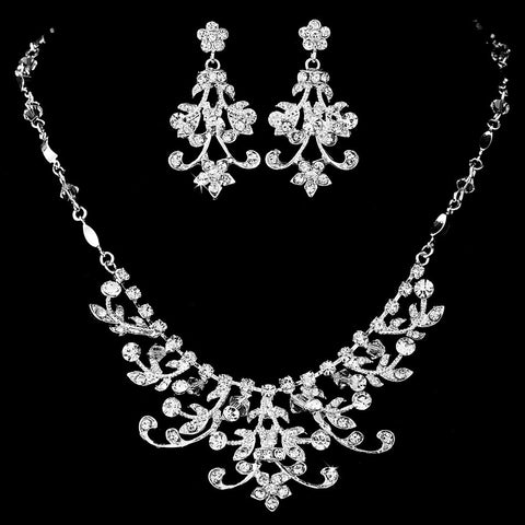 Elaborate Swarovski Crystal Bridal Wedding Jewelry Set NE 2316