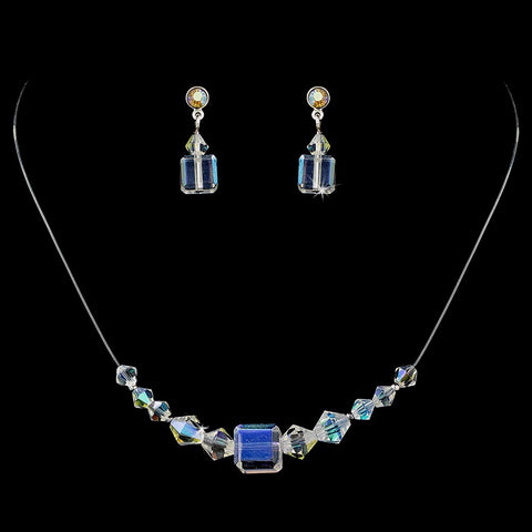 * AB Illusion Bridal Wedding Necklace & Earring Set NE 233