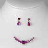 * Bridal Wedding Necklace Earring Set 233 Fuchsia