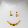 * Tan Crystal Illusion Bridal Wedding Necklace & Earring Set NE 233