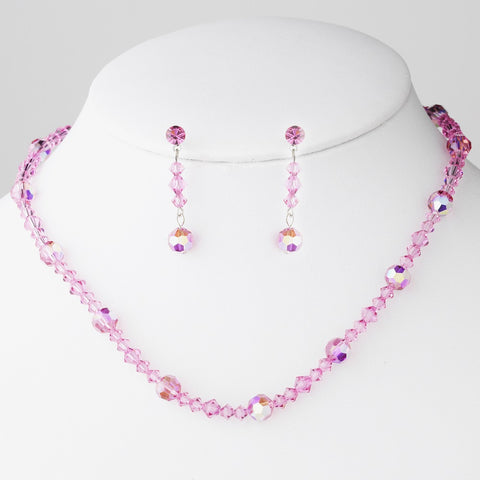 * Fuchsia Swarovski Crystal Bridal Wedding Necklace NE 239