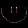 Red Swarovski Crystal Illusion Bridal Wedding Jewelry Set NE 241