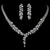 Intricate Cubic Zirconium Crystal Leaf Bridal Wedding Necklace & Earring Bridal Wedding Jewelry Set - NE 2584