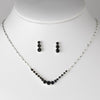 * Bridal Wedding Necklace Earring Set 305 Silver Black