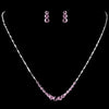 * Bridal Wedding Necklace Earring Set 305 Silver Pink