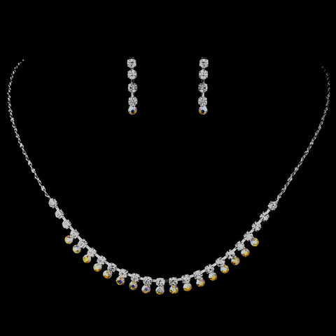 Silver AB Bridal Wedding Jewelry Set 3108