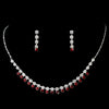 Bridal Wedding Necklace Earring Set NE 3108 Silver Burgundy