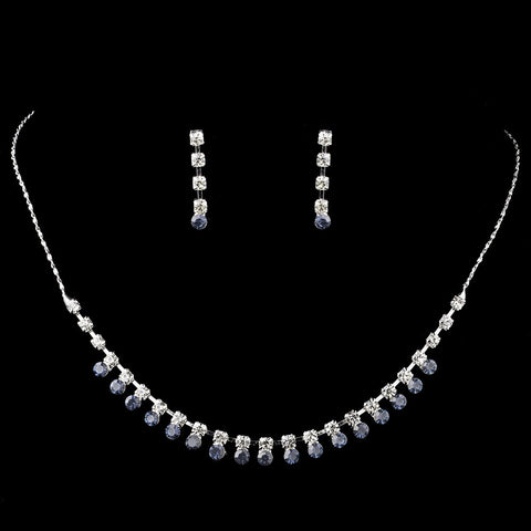 Neckace Earring Set NE 3108 Silver Lt Blue