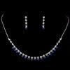 Bridal Wedding Necklace Earring Set NE 3108 Silver Sapphire