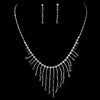 Bridal Wedding Necklace Earring Set 3126 Silver Black