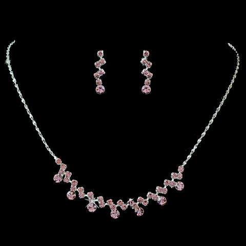 * Silver Multiple Colors Rhinestone Bridal Wedding Jewelry Set NE 324