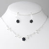* Bridal Wedding Necklace Earring Set 330 Silver Black