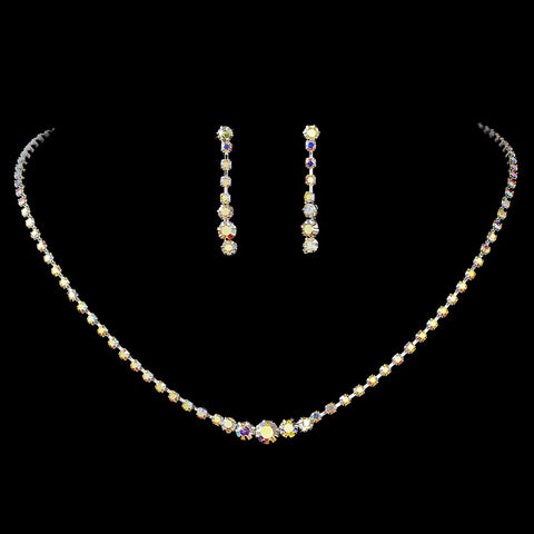 * Color Accented Crystal Bridal Wedding Jewelry Set NE 337