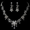 Rhodium Clear Swarovski Crystal Bead, Rondelle & Rhinestone Flower Bridal Wedding Jewelry Set 3371