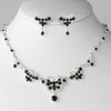 Bridal Wedding Necklace Earring Set NE 3396 Silver Black
