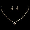 Beautiful Gold Brown Crystal Bridal Wedding Jewelry Set NE 342