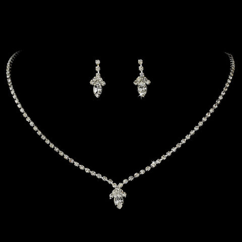 Beautiful Silver Clear Crystal Bridal Wedding Jewelry Set NE 342