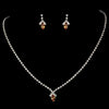 Beautiful Silver and Tan Crystal Bridal Wedding Jewelry Set NE 342