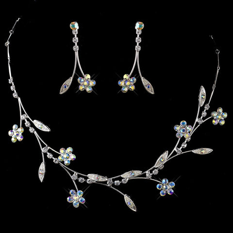 Silver AB Bridal Wedding Jewelry Set 363