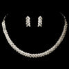Silver Clear Crystal Choker Bridal Wedding Jewelry Set NE 372