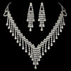 * Elaborate Silver Crystal Statement Bridal Wedding Necklace & Earring Set NE 374