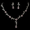 * Charming Silver Amethyst Rhinestone Bridal Wedding Necklace & Earring Set 383