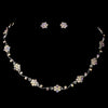 Silver AB Floral Rhinestone Bridal Wedding Necklace & Earring Set NE 384