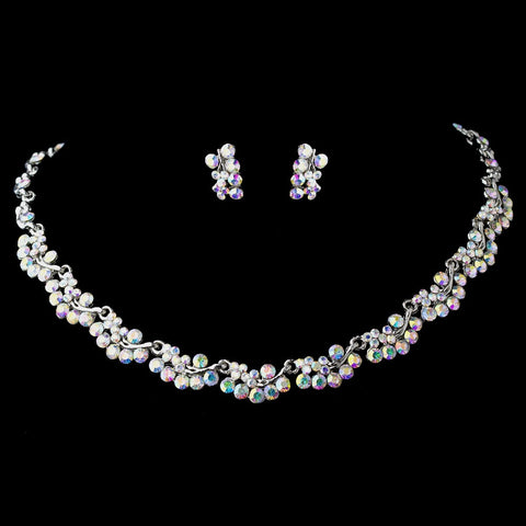 Gorgeous Silver AB Wedding Bridal Wedding Jewelry Set NE 395