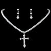 Bridal Wedding Necklace Earring Set 407 Silver White