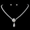 Bridal Wedding Necklace Earring Set 409 Silver White