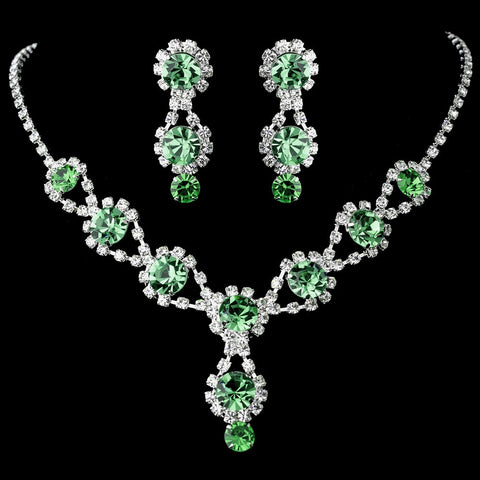 Emerald Green Bridal Wedding Necklace Earring Set 4362