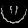 Silver Clear Rhinestone Bridal Wedding Necklace & Earring Set NE 70088