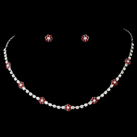 Bridal Wedding Necklace Earring Set 70155 Burgundy