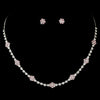 * Silver Pink Bridal Wedding Necklace Earring Set 70156
