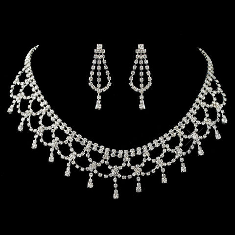 * Elegant & Bold Rhinestone Statement Bridal Wedding Jewelry Set NE 70926