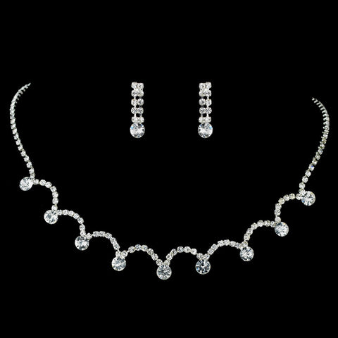 Silver Clear Bridal Wedding Jewelry Set 71534