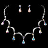 Silver Aurora Borealis Bridal Wedding Necklace Earring Set 71562