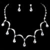 Silver Clear Bridal Wedding Necklace Earring Set 71562