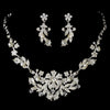 Glamorous Silver White Pearl Bridal Wedding Jewelry Set NE 7211