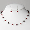 Silver Garnet Bridal Wedding Necklace Earring 7220